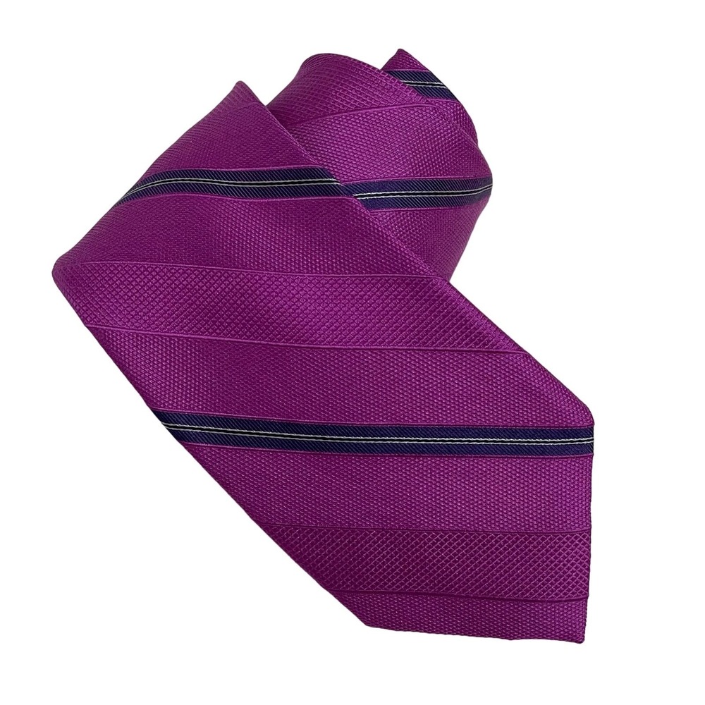 Michael Michael Kors Men's Silk Tie Berry Purple Blue Stripe 3" x 59" Designer